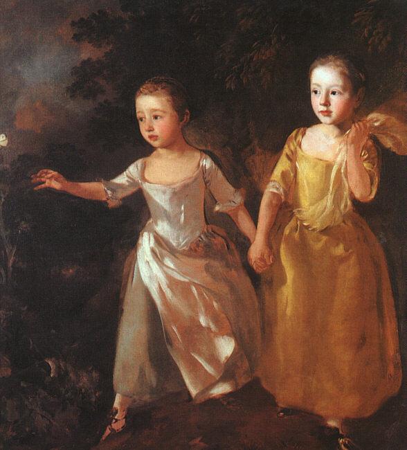 Thomas Gainsborough The Painter's Daughters Chasing a Butterfly oil painting picture